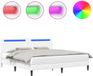 vidaXL Bedframe met LED-stripverlichting Wit 200 x 200 cm Kunstleer