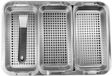 GelldG Ensemble de paniers de barbecue - Plateau de barbecue en acier inoxydable pour légumes et viande - Accessoires de barbecue pour légumes et poisson - Comprend 3 paniers de barbecue perforés en acier inoxydable, 1 plateau de service et une poignée - Argent