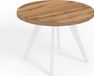 LORA Table à manger ronde extensible blanc 110/210 cm, chêne Wotan avec piètement en hêtre – Scandinave, loft