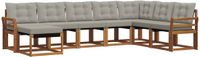 vidaXL - Hoek loungeset - 8 zitplaatsen - Acacia hout - Naturel en lichtgrijs