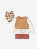 VERTBAUDET 3-delige babyset 2-in-1 babytrui + short + sjaal terracotta