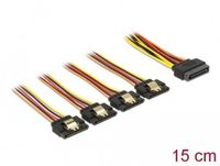 Delock Cable SATA 15 pin power plug with latching function > SATA 15 pin power receptacle 4 x straight 15 cm