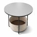 Relaxdays Ronde bijzettafel met stoffen mand, MDF en metaal, 50x45x45 cm, grijs-crème