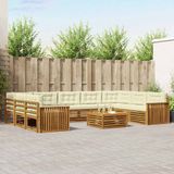 vidaXL - Buiten - bank - set - 10 - st - Natuurlijk - en - Crème - Massief - Acacia - Hout