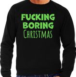 Bellatio Decorations Foute Kersttrui/sweater voor heren - Boring Christmas - zwart - glitter groen XL