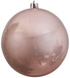 Decoris Boule de Noël - 4x - rose clair - grand - 14 cm - plastique - brillant