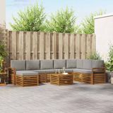 vidaXL Hoek loungeset 8 zitplaatsen Acacia hout Naturel en lichtgrijs