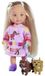 Puppe Spielfigur fille avec chiens - 12 cm - À partir de 3 ans - Deux teckels à la laisse