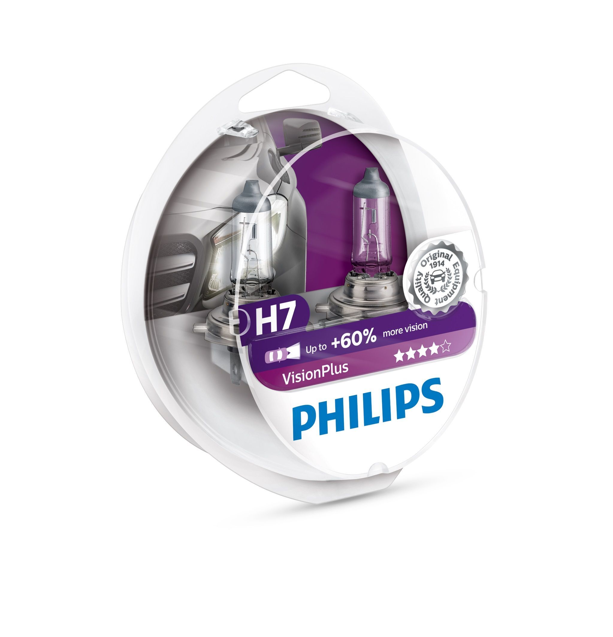 Philips VisionPlus Type lamp: H7, verpakking van 2, koplamp voor auto
