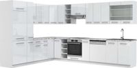 Vicco Hoekkeuken Fame-Line, Wit Hoogglans/Wit, 347 x 257 cm, WB Marmer
