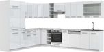 Vicco Hoekkeuken Fame-Line, Wit Hoogglans/Wit, 347 x 257 cm, WB Marmer