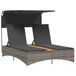 Poly Rattan Ligbed 2-persoons met luifel en kussens poly rattan gris