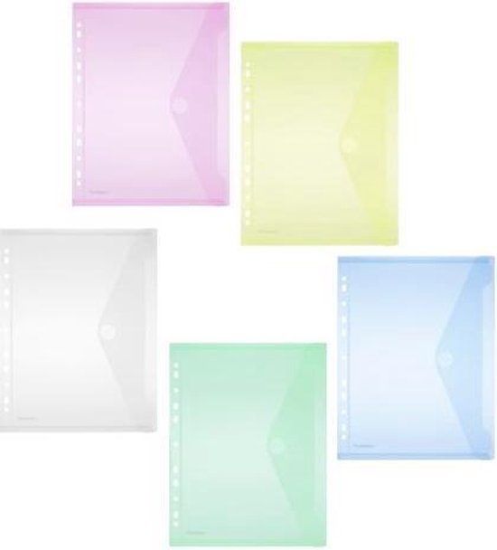 10 Kangaro KTC bv Enveloptas Foldersys A4 PP transp 11-gaats ass.kleur 10 st