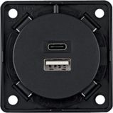 Berker USB-A / USB-C wandcontactdoos 2-voudig 230 V antraciet