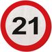 Folat 60x 21 jaar leeftijd themafeest servetten verkeersbord 33 cm rond