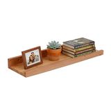 Relaxdays Wandplank, HxBxD: 5 x 60 x 15 cm, Walnotenhout, Zwevende Plank voor Fotolijsten & Decoratie, Natuur