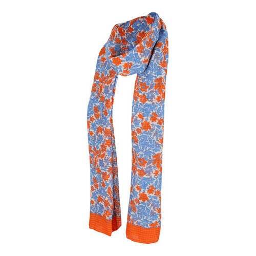 Sarlini Sarlini sjaal met all-over bloemenprint blauw/oranje