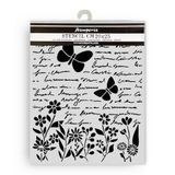 Stamperia Thick Stencil for Scrapbooks, Albums, Cards, Bullet Journals, and More, Flexible Material, Easy to Clean, Perfect for Crafts and Gifting (Daisy Art, Letter and Butterfly)