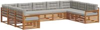vidaXL Acacia Hout Hoek Loungeset 9-zits Naturel en Lichtgrijs