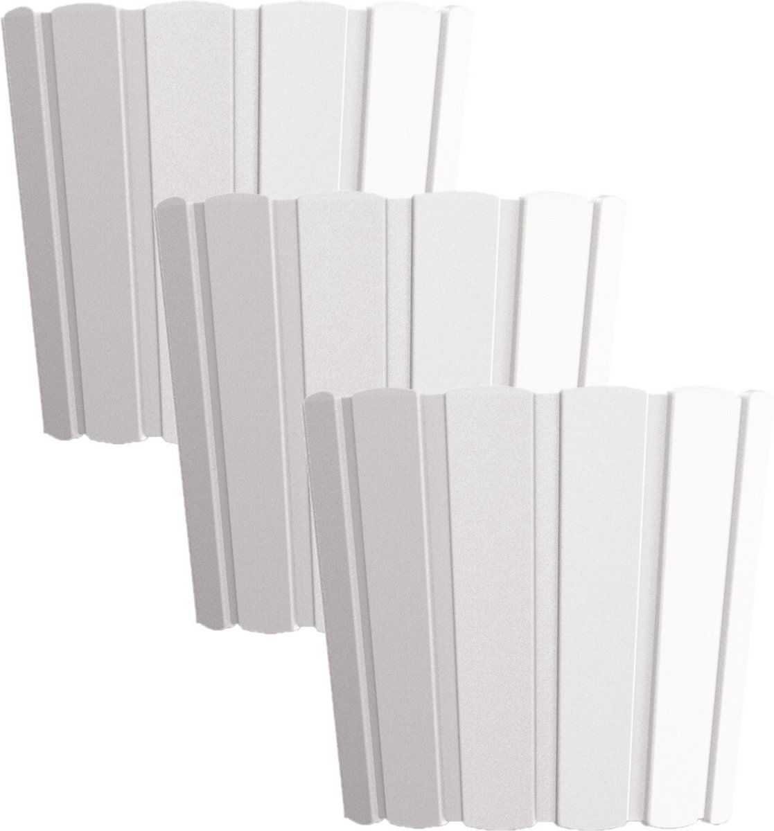 Prosperplast Wood-look Plantenpot Set - 3x Stuks - Ø14.5cm - Parel Wit