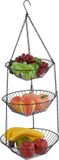 Merkloos Relaxdays Hangende fruitmand - 3 lagen - 73 x 28 cm - Staal - Zwart