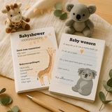 Merkloos / Sans marque Babyshower kaartjes - invulkaarten - 20 stuks - A5 formaat