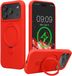 kwmobile Hoesje met Ringstandaard voor Apple iPhone 18 Pro Max / iPhone 17 Pro Max - Compatibel met MagSafe - Siliconen Beschermhoes met Microvezel Voering en Standaard - rood