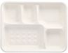 PAPSTAR 25 Assiette de menu, canne à sucre pure 5 compartiments 3,7 cm x 22 cm x 28,2 cm blanc