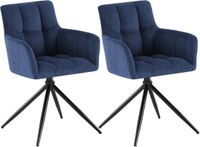 CLP Jonah Set van 2 eetkamerstoelen - met armleuning - klassiek - Draaibare - 180° automatisch terugdraaimechanisme - stof - Stof/donkerblauw
