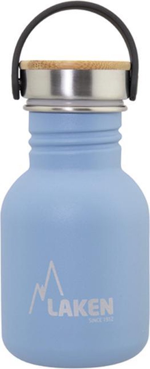 Laken RVS fles Basic Steel Bottle 350ml ,Bamboo S/S Cap - Blauw blauw