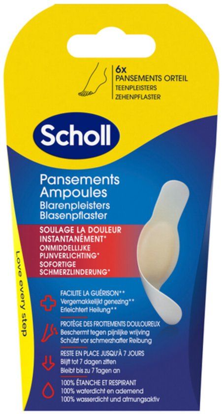 Scholl Blarenpleisters Tenen - 6 Blaarpleisters - Waterdichte Pleisters - Ademend - Tegen Wrijving