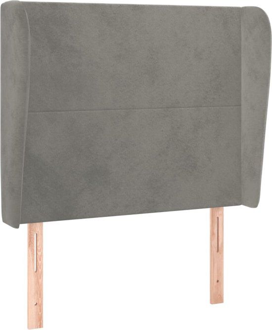 vidaXL Hoofdbord met randen fluweel lichtgrijs 103x23x118/128 cm