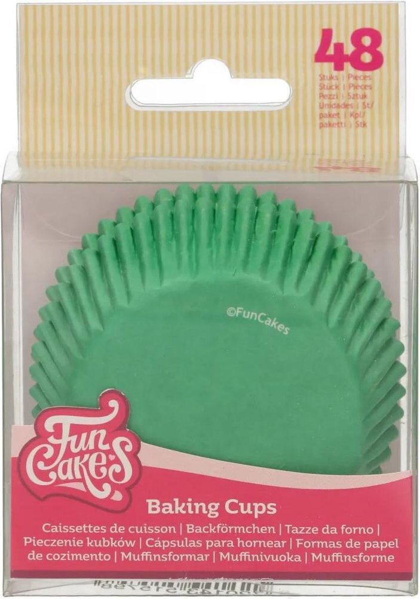 FunCakes Baking Cups Grass Green: Perfect voor alle cupcakes, Cupcakes en meer, Taart decoratie, pk/48