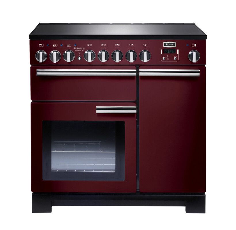Falcon Professional Deluxe 90 cm Range Cooker - Electric Induction Hob - Cherry Red - A Energy Rating