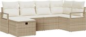 vidaXL Tuinbank - Set - 6 - st - Beige - poly - rattan