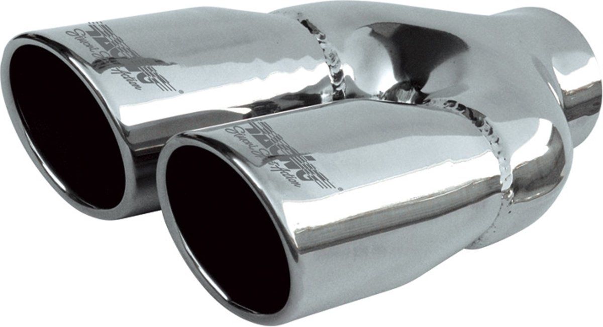 Simoni Racing Uitlaatsierstuk Dubbel Rond/Schuin RVS - Ø76xL230mm - Montage ->58mm