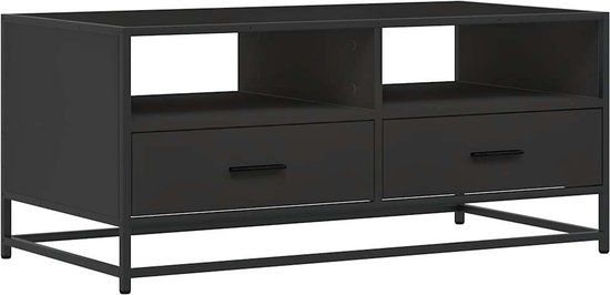 vidaXL Salontafel 100x50x45 cm bewerkt hout en metaal zwart