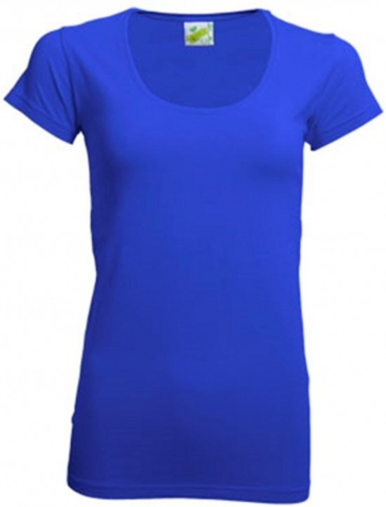 Lemon & Soda Bodyfit dames t-shirt met ronde hals L kobalt