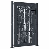 vidaXL Poort met bamboe-ontwerp 105x155 cm staal antracietkleurig