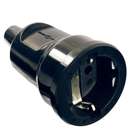 AS-Schwabe Gummi-Kupplung 230 V / 16 A ohne Kabel – PVC Schuko-Kupplung mit doppeltem Schutzkontakt – Schutzkontakt-Kupplung für den Innenbereich – IP 20 – Made in Germany – Schwarz I 62225