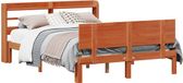vidaXL Bedframe met hoofdeinde, 2 stuks, Wasbruin, Massief vurenhout