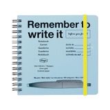 MARK'S Day's Notitieboek, vierkant, blauw, 12,8 x 12,8 cm, 5 mm gestippeld, 70 pagina's, compact, met penhouder en elastiek voor kantoor, studie