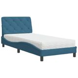 Bol Bed met matelas velours bleu 80x200 cm