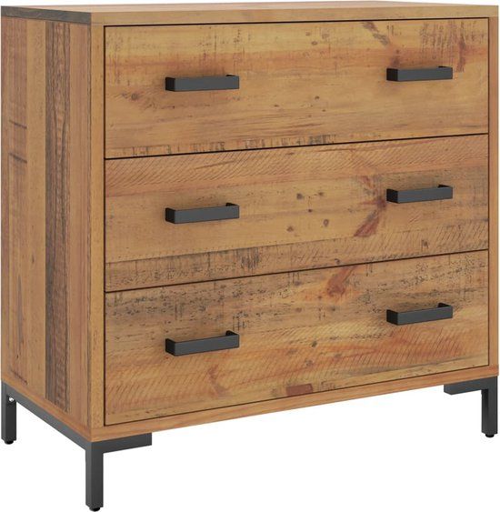 vidaXL Ladekast 75x35x70 cm Massief Grenenhout Bruin