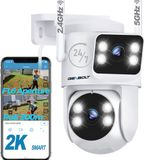GENBOLT WiFi Beveiligingscamera Buiten 2K Dual Lens POE Kleuren Nachtzicht 24 7 Opname Bewegingsdetectie