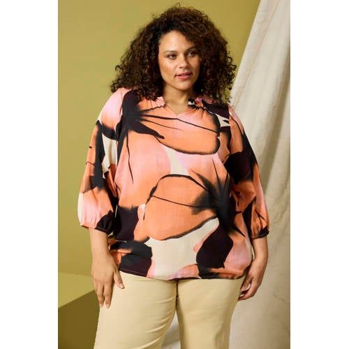 Zhenzi Gebloemde Top Plus Size - Meerkleurig