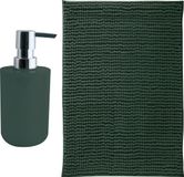 MSV Tapis de bain antidérapant - Milano - Vert foncé - 40 x 60 cm - Inclus distributeur de savon