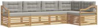 vidaXL Hoek loungeset 5 zitplaatsen Wit en lichtgrijs Polyester