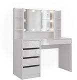 Vicco Sherry Kaptafel met licht – 119.8 cm 5 delen Wit/wit hoogglans