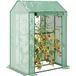Serre de jardin avec 2 espaces et 2 portes enroulables - 0,8 m² serre à tomates dim. 1l x 0,8l x 1,5h m, acier et PE